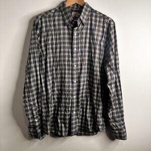 Faherty Shirt Mens Large Blue Gray Plaid Button Down Supima Recycled Stretch